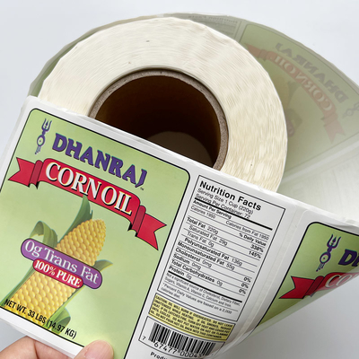 Druk CMYK Naklejki winylowe Opakowania na butelki do żywności Etykiety w rolkach Klej Dostosowana drukarka Etykieta do produktów spożywczych