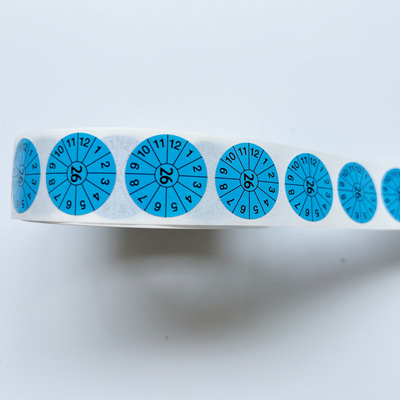 Wodoodporne winylowe naklejki na gaśnicę Niebieskie okrągłe etykiety 20 mm